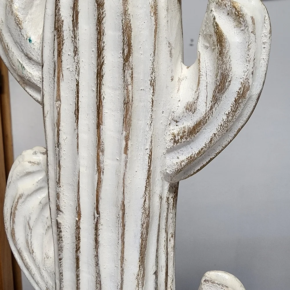 Carved & Painted Wood Saguaro Cactus Western Folk Art Made In Philippines 16
